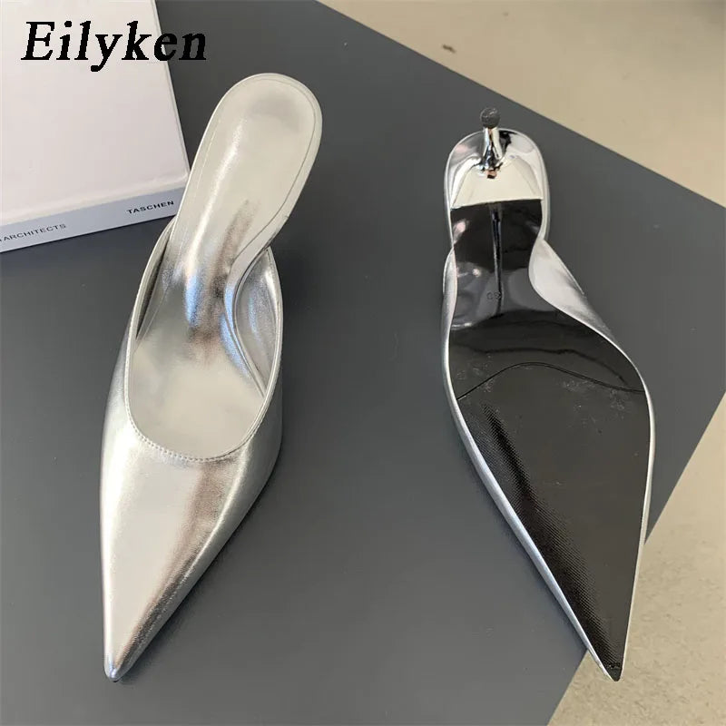 Women Slipper Pointed Toe Slip On Ladies Mules Thin Low Heel Outdoor Dress