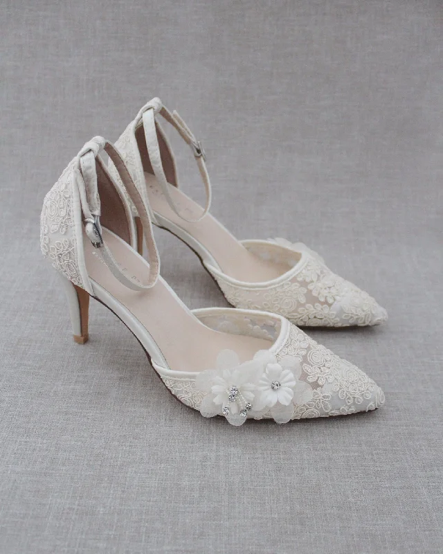 Lace Heels With Flower Detail