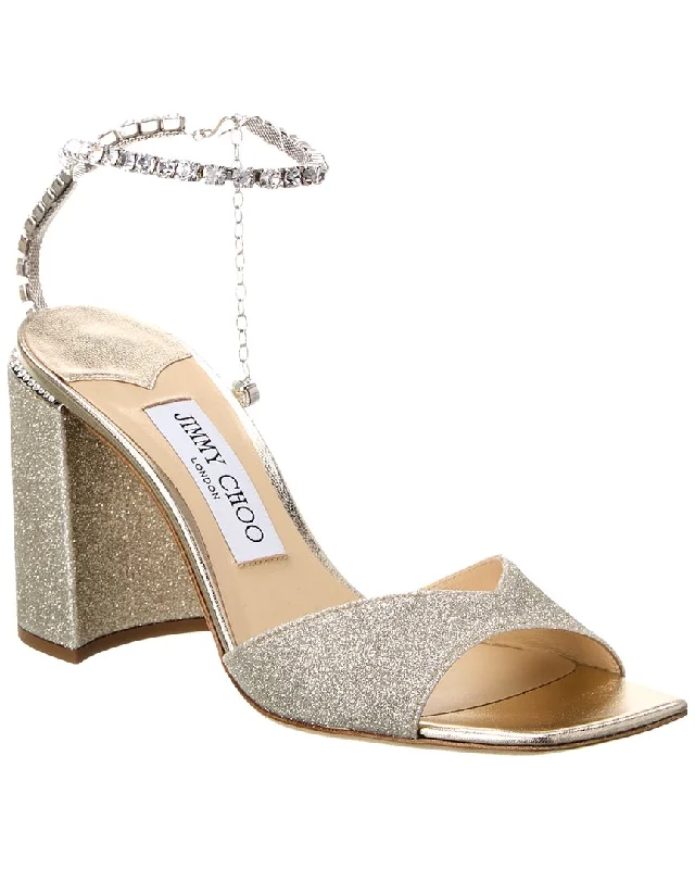 Jimmy Choo Saeda Block Heel 85 Glitter Sandal