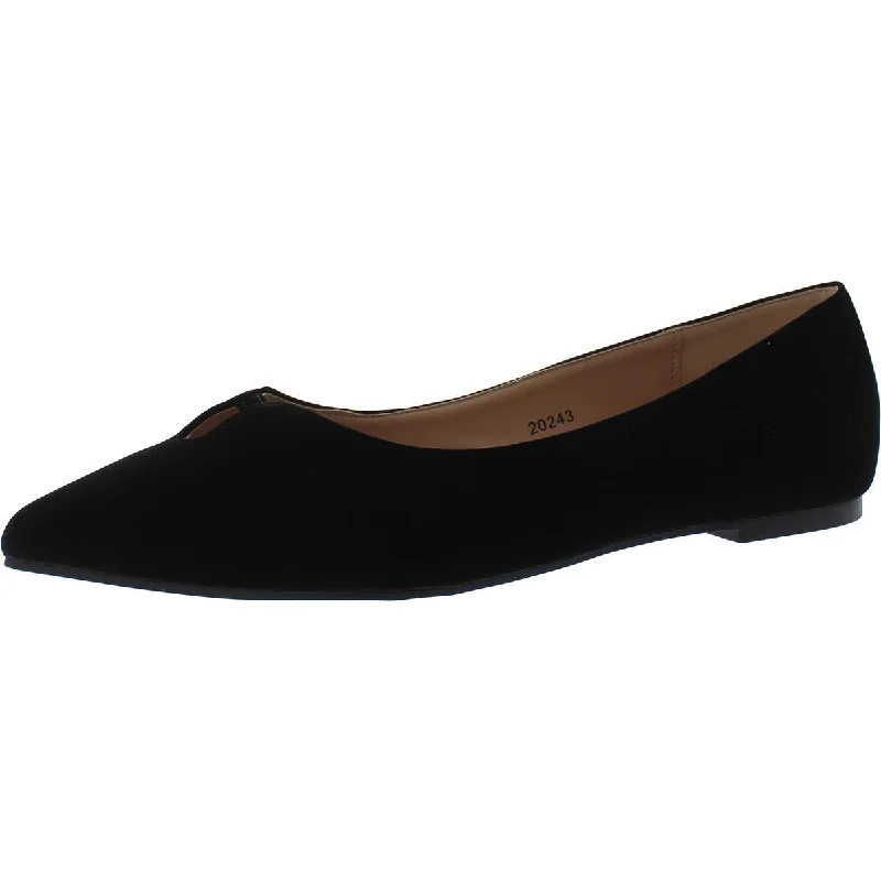 Journee Collection Womens Hildy Faux Leather Slip-On Ballet Flats