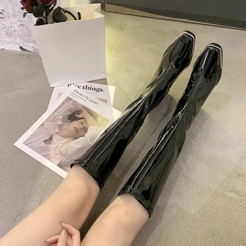 Sohiwoo Ladies Boots Long Footwear Winter Knee High Shaft Shoes for Women Very Heel Square Toe Platform Trend 2024 Waterproof Y2k Pu New Sohiwoo Ladies Boots Long Footwear Winter Knee High Shaft Shoes for Women Very Heel Square Toe Platform Trend 2024 Waterproof Y2k Pu New
