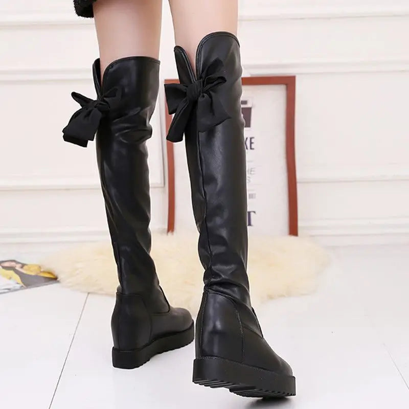 Sohiwoo Ladies Boots Thigh High Heels Winter Footwear Above Over The Knee Shoes for Women Elegant Heeled Wedge Heel Elastic Y2k Goth Hot Sohiwoo Ladies Boots Thigh High Heels Winter Footwear Above Over The Knee Shoes for Women Elegant Heeled Wedge Heel Elastic Y2k Goth Hot