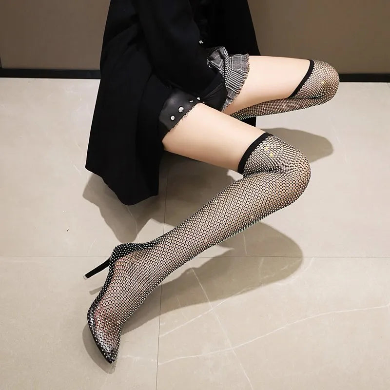 Sohiwoo Women's Luxury Over-the-knee Boot Long Bright Diamond Shoes Summer Woman Sandals High Heels Clear Designer Sexy Club Party Sohiwoo Women's Luxury Over-the-knee Boot Long Bright Diamond Shoes Summer Woman Sandals High Heels Clear Designer Sexy Club Party