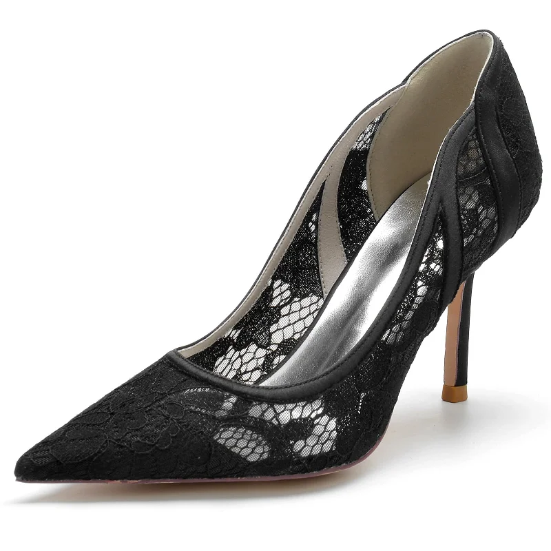Lace Heels Ladies Bridal Party Pumps Formal Dress Shoes