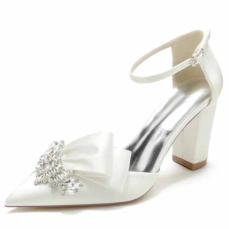 Women's Heels Wedding Shoes Dress Shoes Comfort Party Bridal Shoes Rhinestone Chunky Heel Pointed Toe Pump Women's Heels Wedding Shoes Dress Shoes Comfort Party Bridal Shoes Rhinestone Chunky Heel Pointed Toe Pump