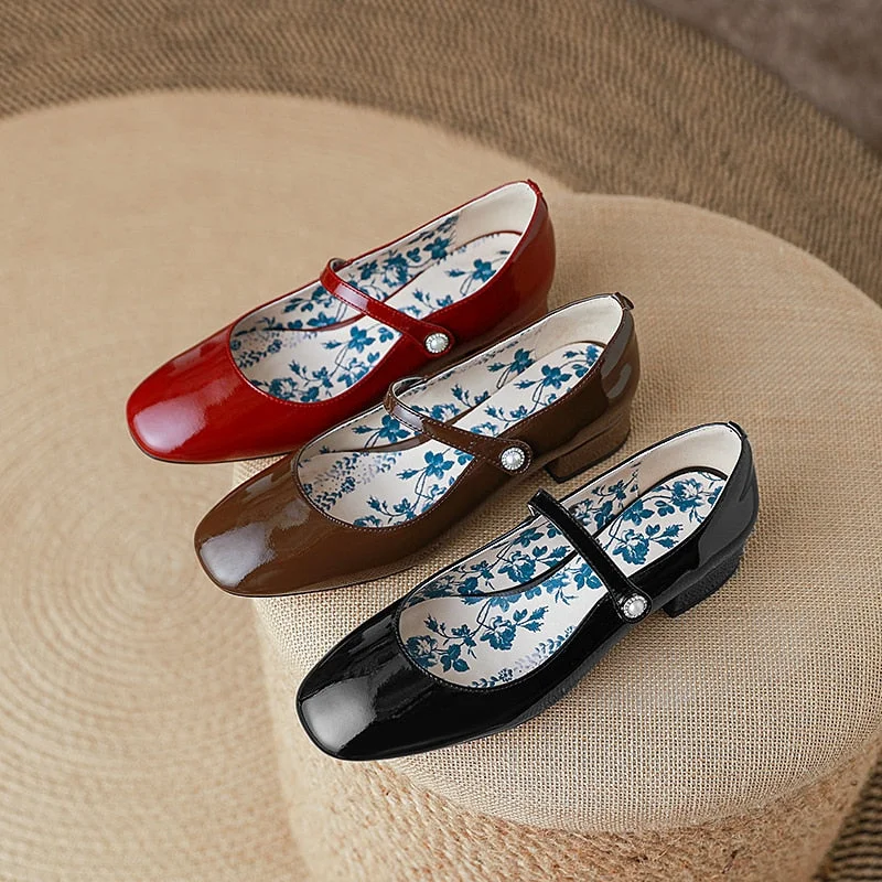Advbridge 2023 new spring women pumps natural leather 22-25cm length cowhide Patent leather round toe Mary Jane Middle heel women shoes Advbridge 2023 new spring women pumps natural leather 22-25cm length cowhide Patent leather round toe Mary Jane Middle heel women shoes