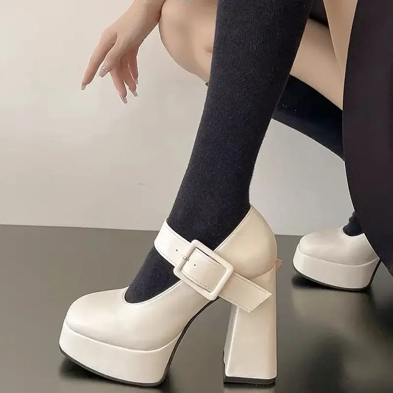 Advbridge Chunky Mary Janes Women Pumps Ankle Strap Square Toe Footwear Ladies Spring Black Fashions Platform Platform High Heels Ladies Advbridge Chunky Mary Janes Women Pumps Ankle Strap Square Toe Footwear Ladies Spring Black Fashions Platform Platform High Heels Ladies