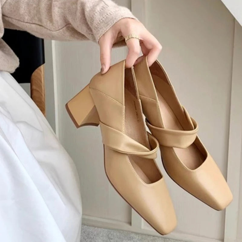 Advbridge - New Women Mary Jane Shoes Women Fashion Shallow Thick Heel Shoes 2024 Spring Ladies Elgant Paryt Pumps Advbridge - New Women Mary Jane Shoes Women Fashion Shallow Thick Heel Shoes 2024 Spring Ladies Elgant Paryt Pumps