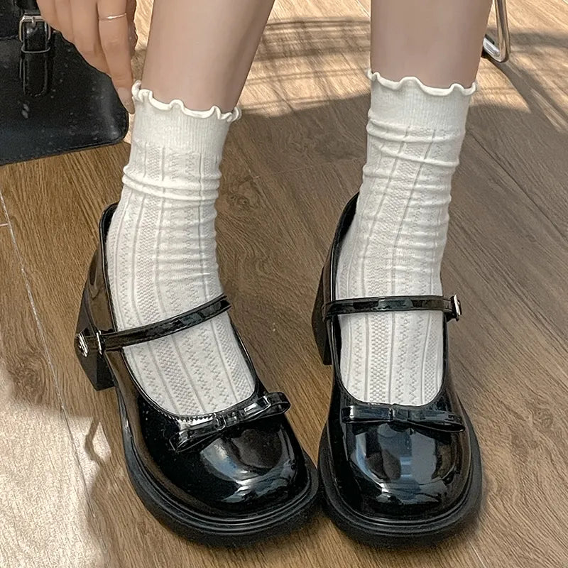 Advbridge Patent Leather Jk Uniform Dress Shoes for Women Vintage Square Heels Mary Jane Shoes Woman Japanese Style Bow Buckle Strap Pumps Advbridge Patent Leather Jk Uniform Dress Shoes for Women Vintage Square Heels Mary Jane Shoes Woman Japanese Style Bow Buckle Strap Pumps