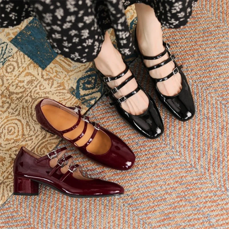 Advbridge Spring/summer Mary Jane Shoes Patent Leather Woman Shoe French Square Toe Thick Heel Shoes Women Buckle Strap Commute Pumps Advbridge Spring/summer Mary Jane Shoes Patent Leather Woman Shoe French Square Toe Thick Heel Shoes Women Buckle Strap Commute Pumps