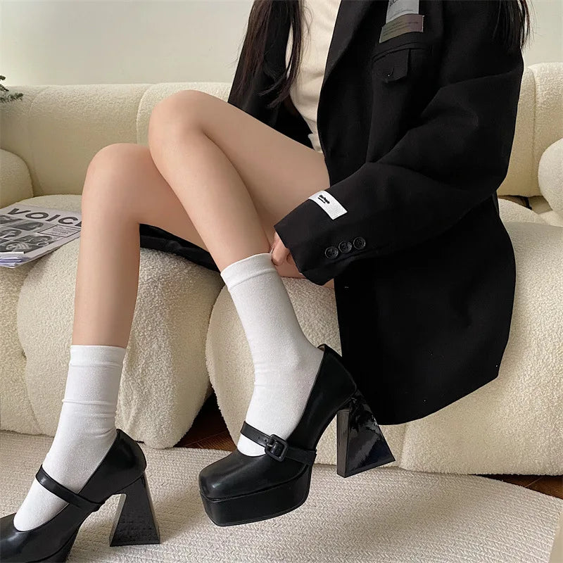 Advbridge Super High Heels Black Mary Jane Shoes Women New Vintage Platform Pumps Woman Square Toe Buckle Strap Chunky Heel Shoes Y2k Advbridge Super High Heels Black Mary Jane Shoes Women New Vintage Platform Pumps Woman Square Toe Buckle Strap Chunky Heel Shoes Y2k