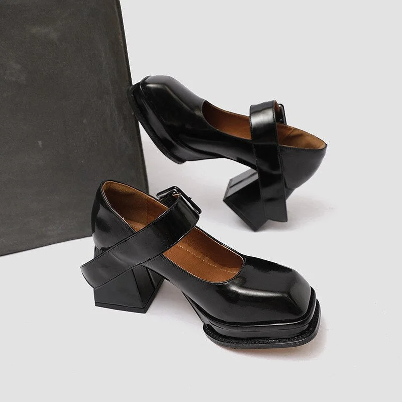 Advbridge Women Patent Leather High Heel Mary Janes Shoes Vintage Buckle Platform Lolita Shoes Ladies Pumps Female Square Toe Casual Shoes Advbridge Women Patent Leather High Heel Mary Janes Shoes Vintage Buckle Platform Lolita Shoes Ladies Pumps Female Square Toe Casual Shoes