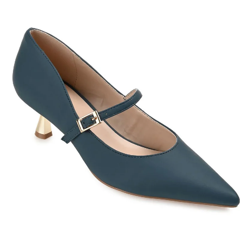 Manza Womens Faux Leather Pointed Toe Mary Jane Heels