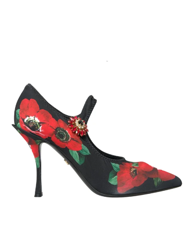 Dolce & Gabbana Floral Crystal Mary Jane Pumps