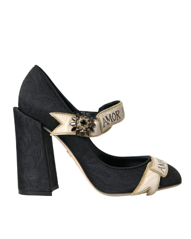 Dolce & Gabbana Brocade Crystal Mary Janes