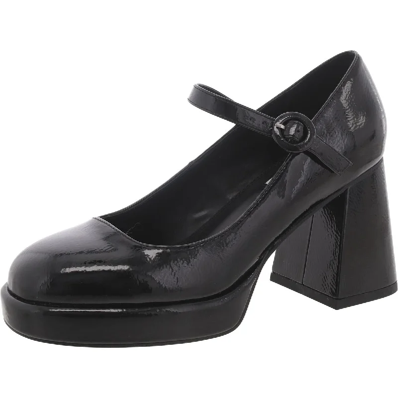 Womens Patent Square Toe Mary Jane Heels