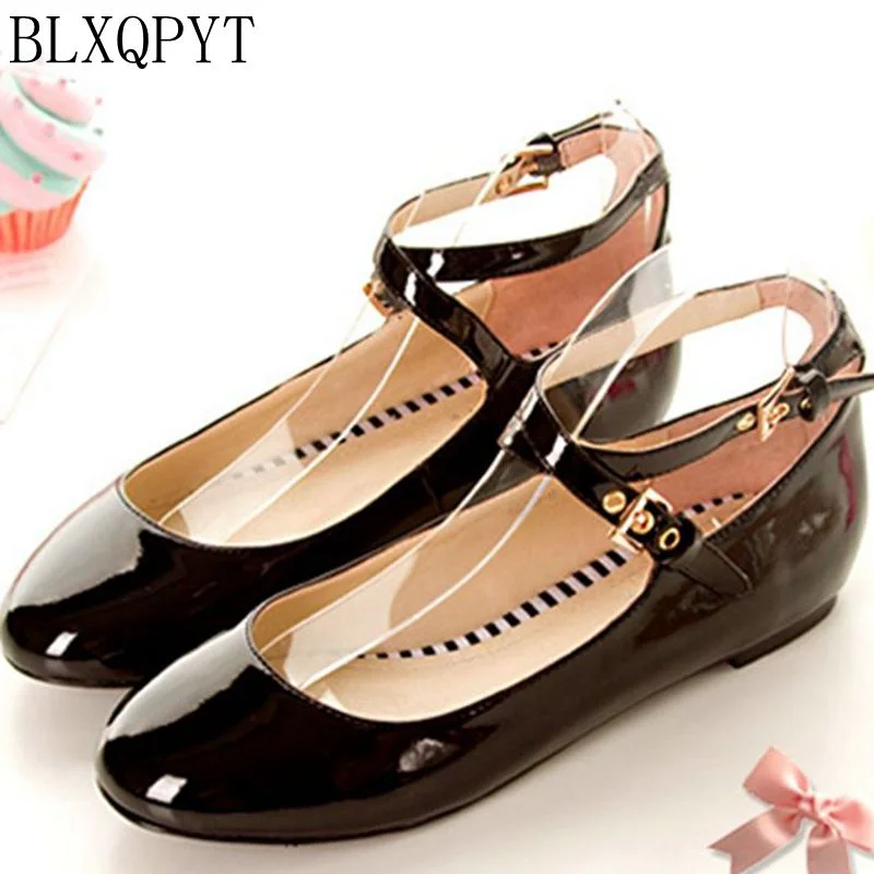 BLXQPYT Direct Selling Real Brand 30-47 Mary Janes T Strap Patent Round Toe Women Shoes Heels Platform Spring Autumn 98-2 BLXQPYT Direct Selling Real Brand 30-47 Mary Janes T Strap Patent Round Toe Women Shoes Heels Platform Spring Autumn 98-2