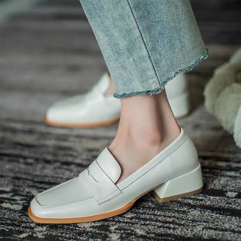Formal Shoes for Women Loafers Low Heel Elegant Black Ladies