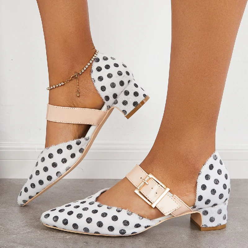 Sohiwoo woman formal Pointy Toe Block Heel Mary Jane Pumps Buckle Strap Dress Shoes