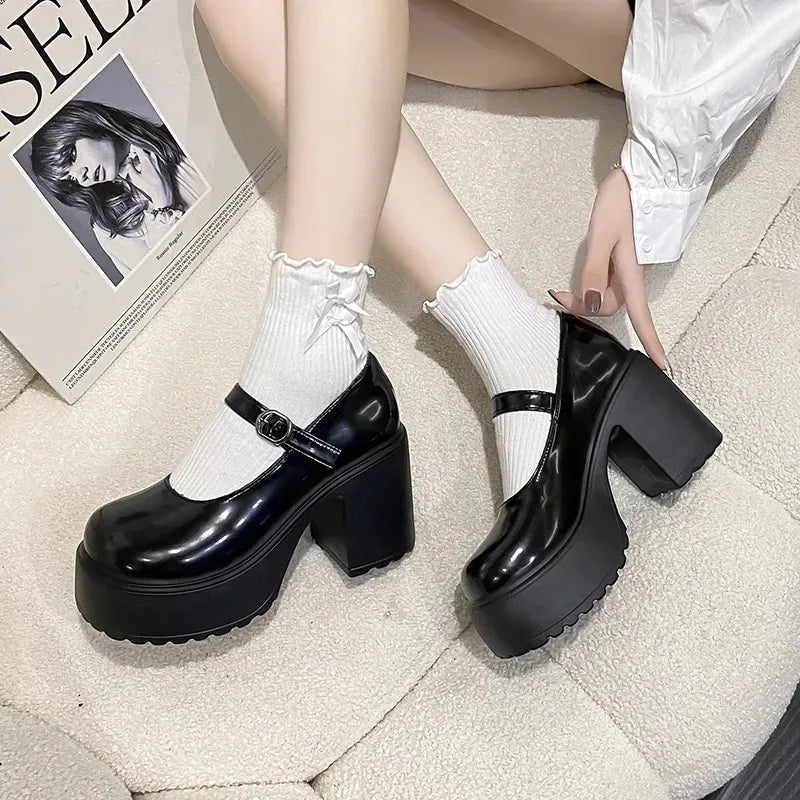 Sohiwoo Black Super High Heels Mary Jane Shoes Women Goth Chunky Platform Pumps Woman Plus Size Ankle Buckle Party Lolita Shoes 42 Sohiwoo Black Super High Heels Mary Jane Shoes Women Goth Chunky Platform Pumps Woman Plus Size Ankle Buckle Party Lolita Shoes 42