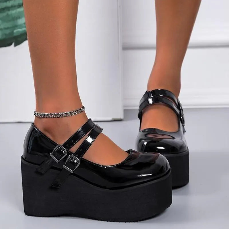 Sohiwoo Brand New Female Lolita Cute Mary Janes Pumps Platform Wedges High Heels women's Pumps Sweet Gothic Punk Shoes Woman Sohiwoo Brand New Female Lolita Cute Mary Janes Pumps Platform Wedges High Heels women's Pumps Sweet Gothic Punk Shoes Woman