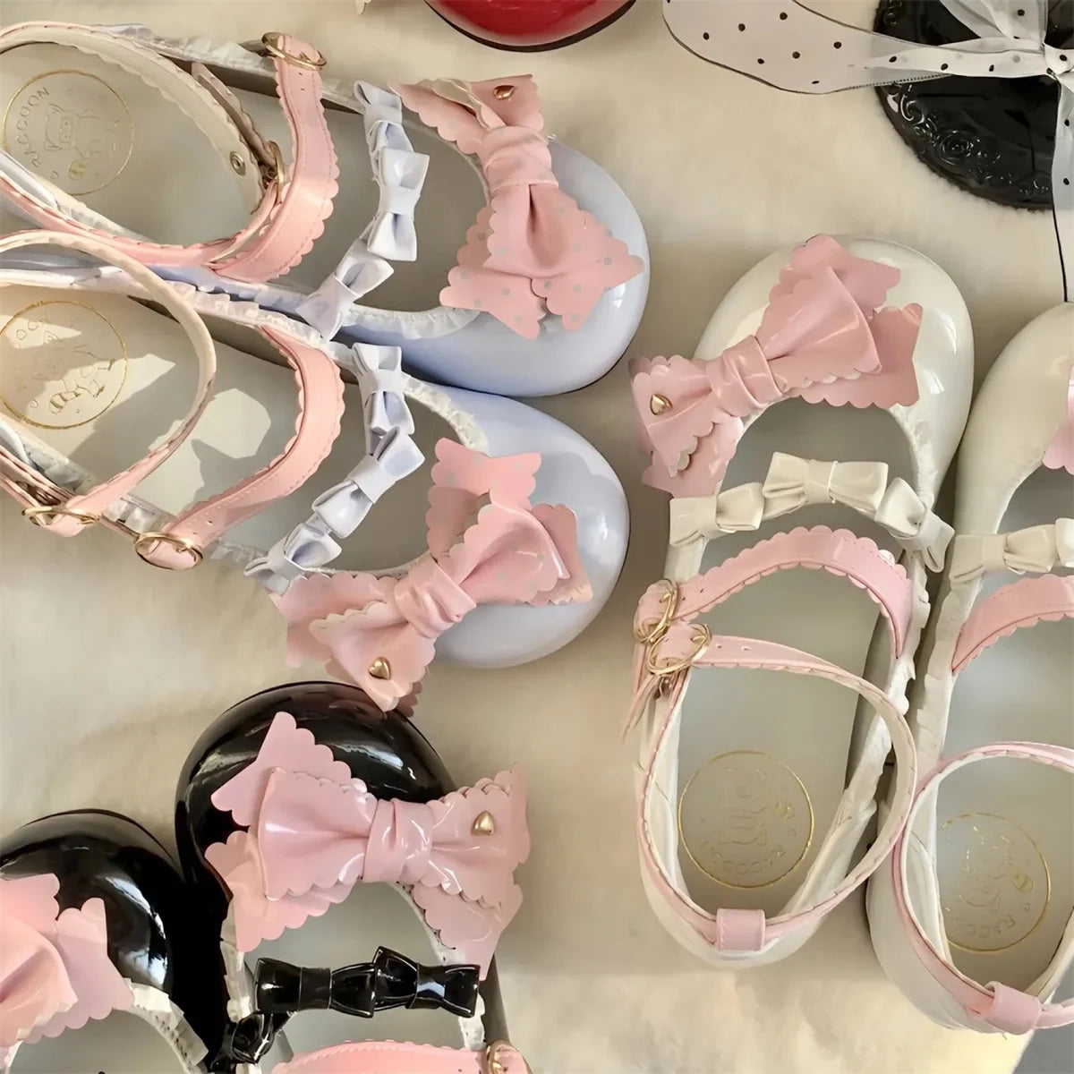 Sohiwoo Japanese Kawaii College Style Sweet Lolita Girls Shoes Mary Jane Dot Love Bowknot Round Head Loli 3-5cm PU Low Heel Shoes Sohiwoo Japanese Kawaii College Style Sweet Lolita Girls Shoes Mary Jane Dot Love Bowknot Round Head Loli 3-5cm PU Low Heel Shoes