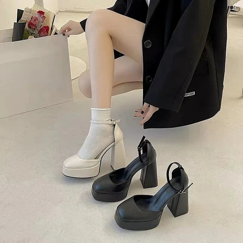 Sohiwoo Mary Jane Shoes Women 2024 New Spring Autumn Thick Heels High Heels Waterproof Platform Hollow Luxury Brand Women's Shoes Pumps Sohiwoo Mary Jane Shoes Women 2024 New Spring Autumn Thick Heels High Heels Waterproof Platform Hollow Luxury Brand Women's Shoes Pumps