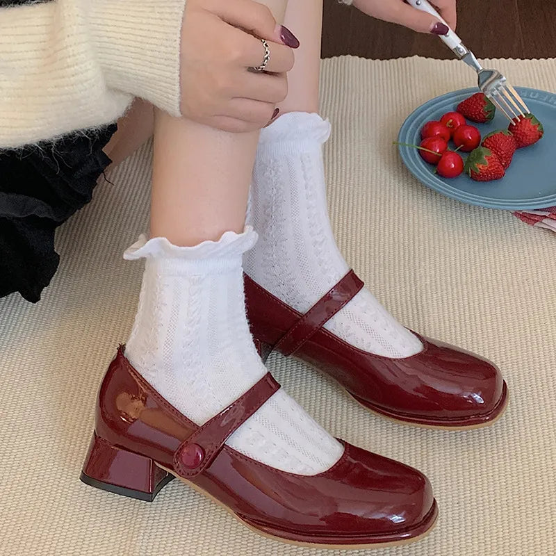 Sohiwoo New Women Mary Jane Shoes Fashion Square Toe Shallow Ladies Elegant Dress Single Leather Shoes Square Heel Sandal Sohiwoo New Women Mary Jane Shoes Fashion Square Toe Shallow Ladies Elegant Dress Single Leather Shoes Square Heel Sandal