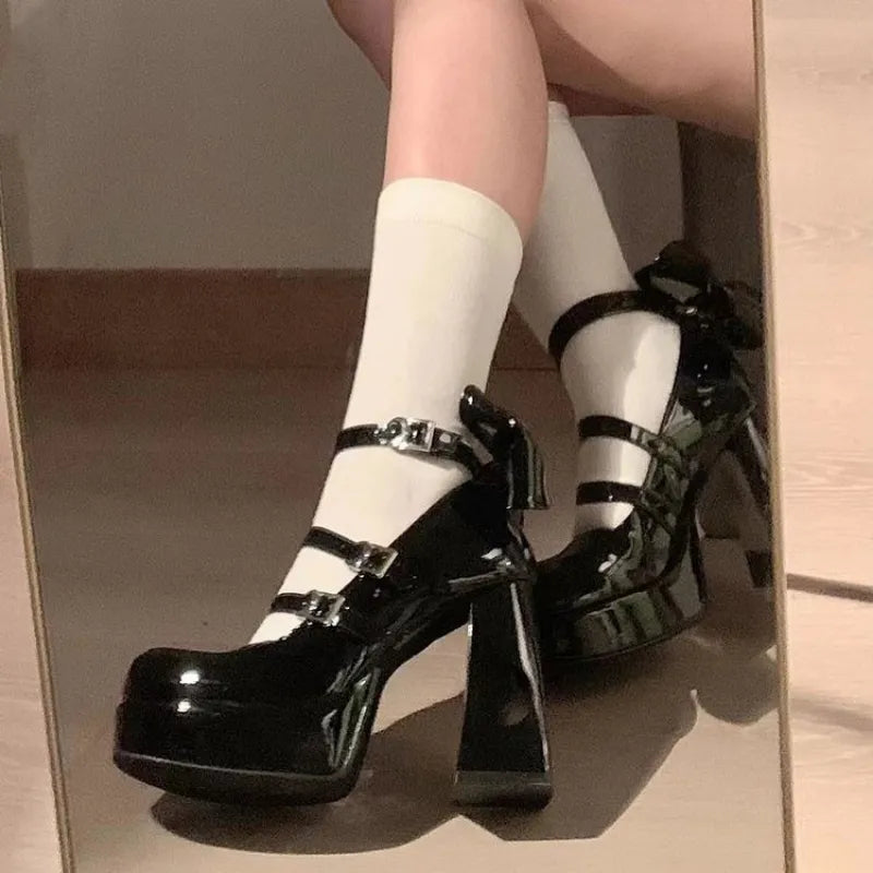 Sohiwoo Platform Women Mary Janes Pumps Shoes Design Gothic Style Lolita Sweet Girl Office Lady High Heels Pumps Thick Heel Shoes Sohiwoo Platform Women Mary Janes Pumps Shoes Design Gothic Style Lolita Sweet Girl Office Lady High Heels Pumps Thick Heel Shoes