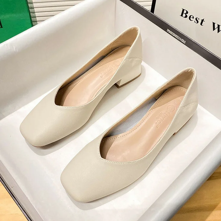 Women Fashion Solid Cowhide Pumps Dress Shoes