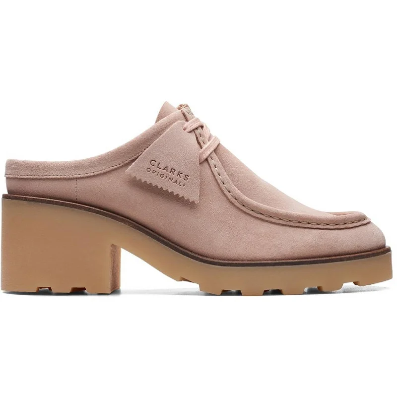 Clarks Womens WallaBlock Lo Suede Slip On Loafers