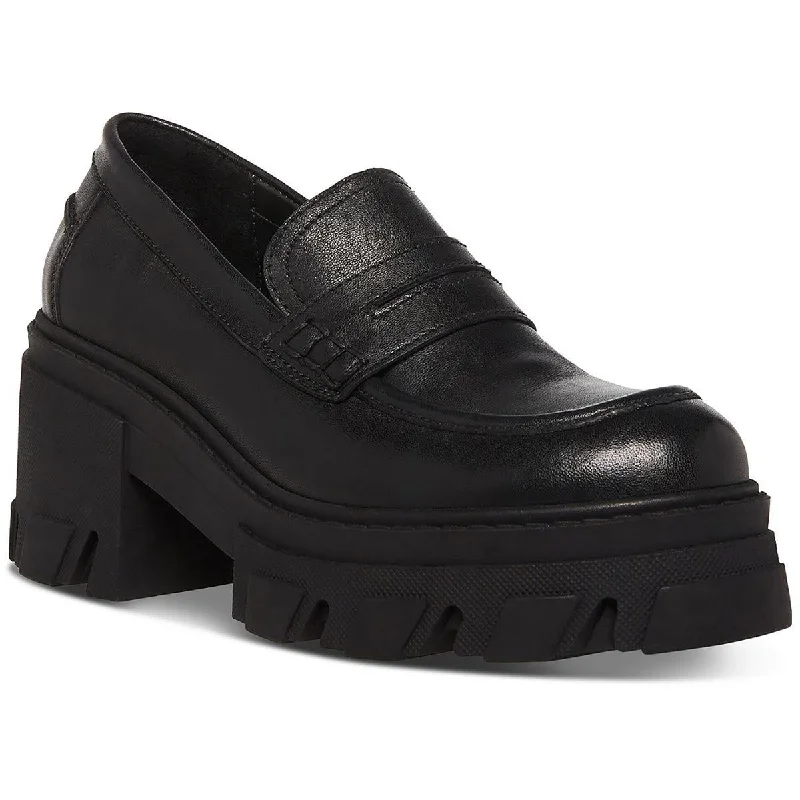 Steve Madden Womens Beth Cushioned Footbed Leather Loafers