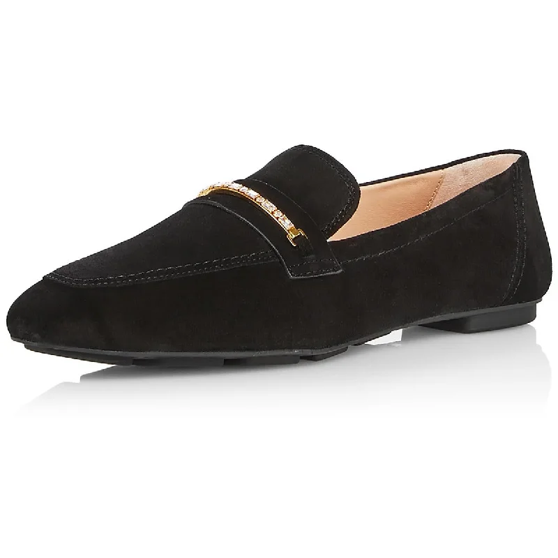 Stuart Weitzman Womens Suede Rhinestone Loafers