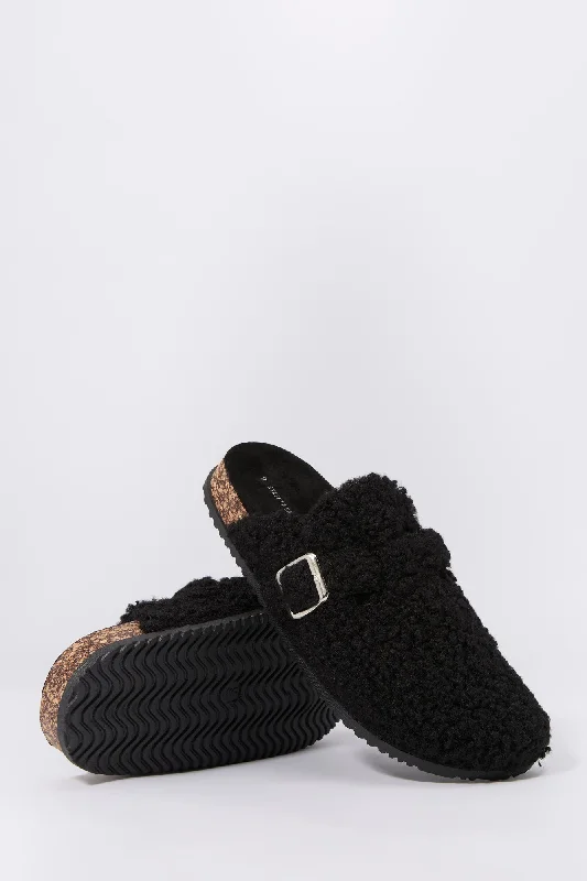 Faux Fur Cork Slipper Slides