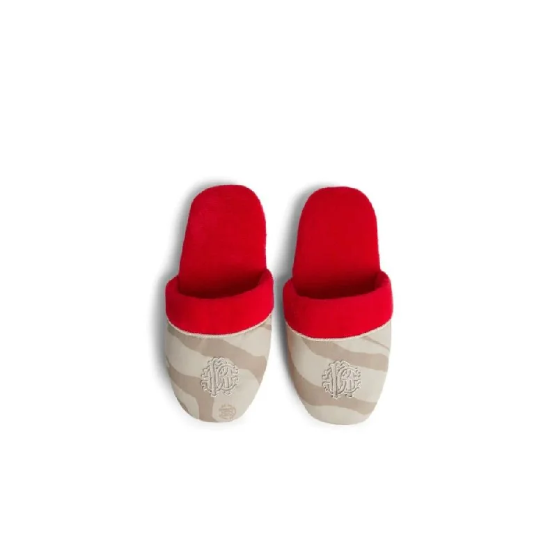 Roberto Cavalli Macro Zebrage Slippers - Rosso/Sabbia
