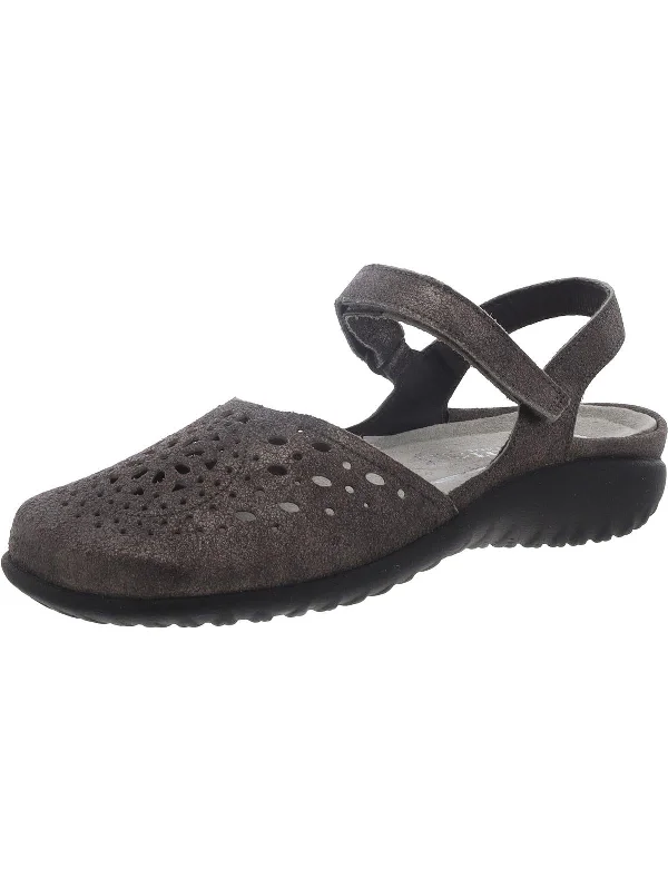 Artaki Womens Leather Perforated Clogs