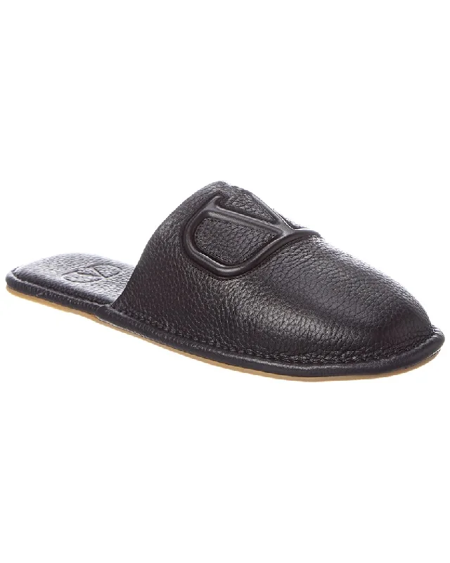Valentino Vlogo Grainy Leather Slipper