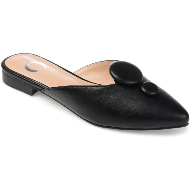 Mallorie Womens Faux Leather Embellished Mules