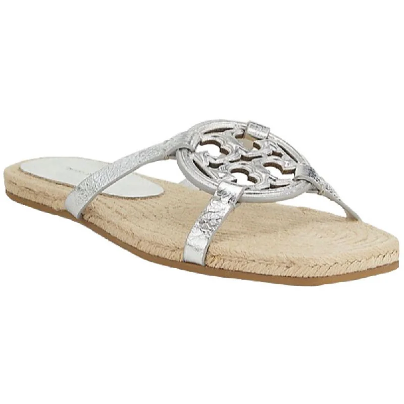 Tory Burch Women's Bombe Miller Espadrille Slides Metallic Silver
