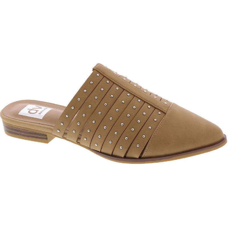 Idilly Womens Faux Leather Studded Mules