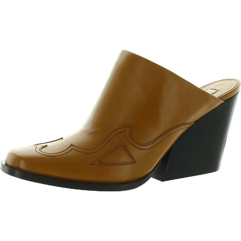 Womens Faux Leather Cowboy Mules