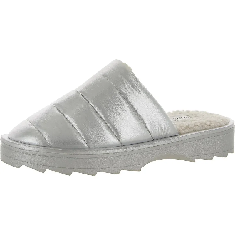 Womens French Terry Metallic Slide Slippers