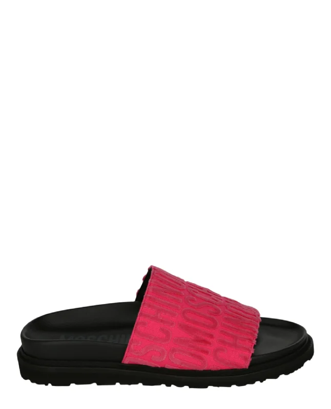Moschino Womens Monogram Pool Slides
