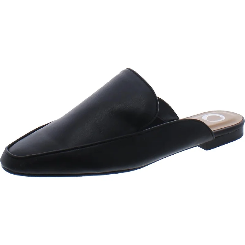 Womens Faux Leather Slip On Mules