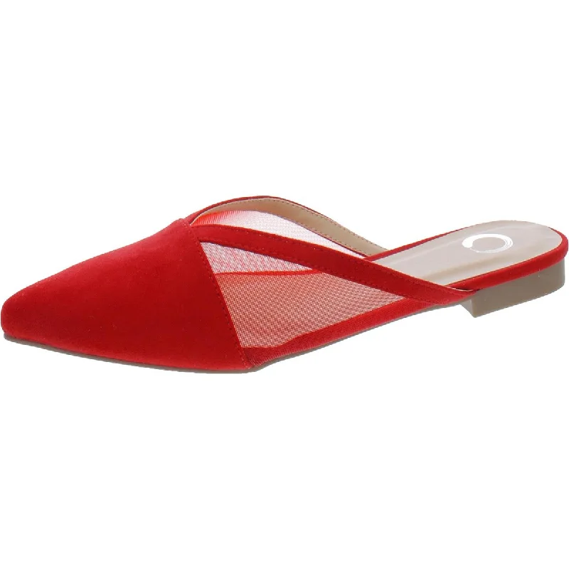 Reeo Womens Leather Pointed Toe Mules