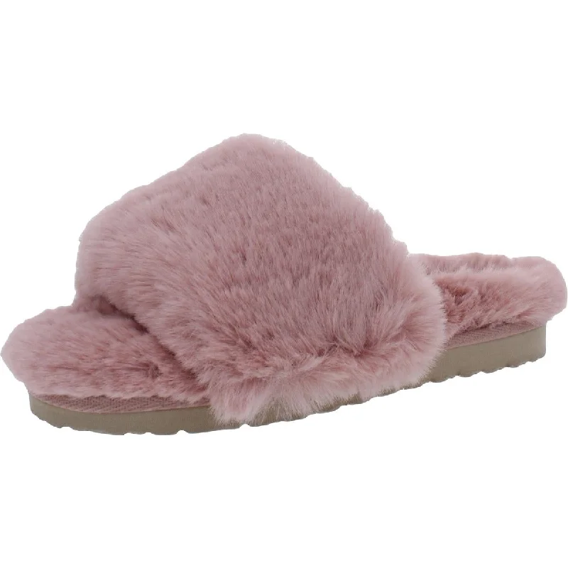 Jinnie Womens Faux Fur Slip On Slide Slippers