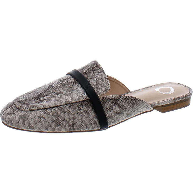 Womens Faux Leather Snake Print Mules