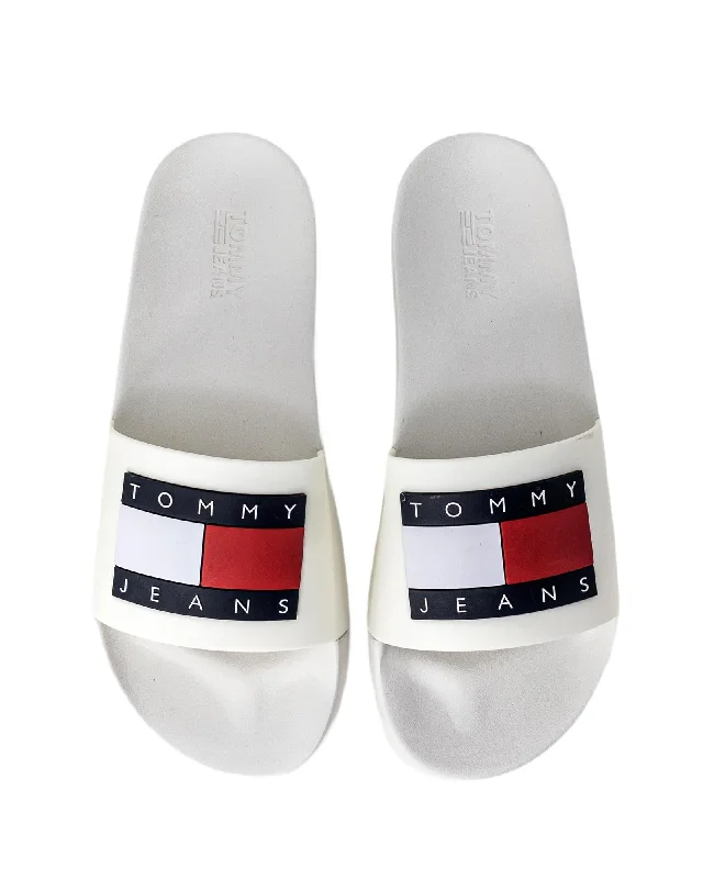 Tommy Hilfiger Jeans  Mens Classic Slides White
