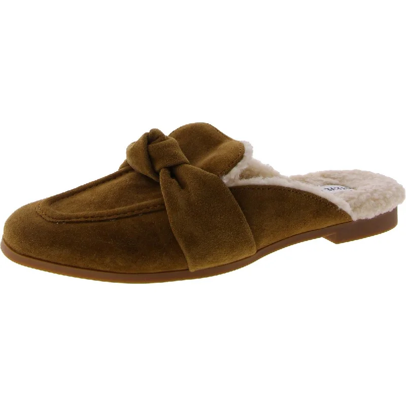 Chart F Womens Suede Faux Fur Lined Slide Slippers