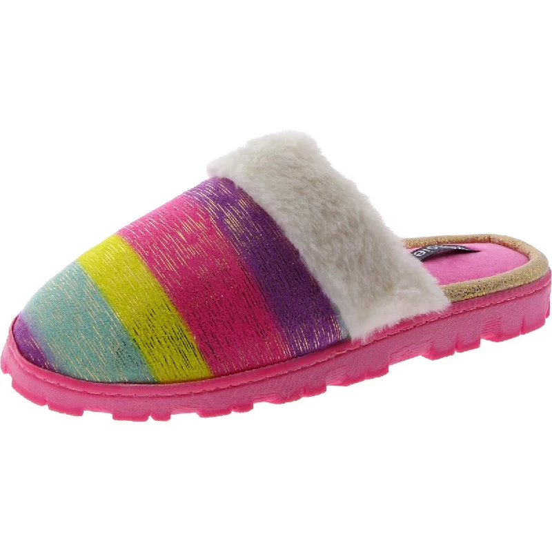Womens Faux Fur Round toe Slide Slippers